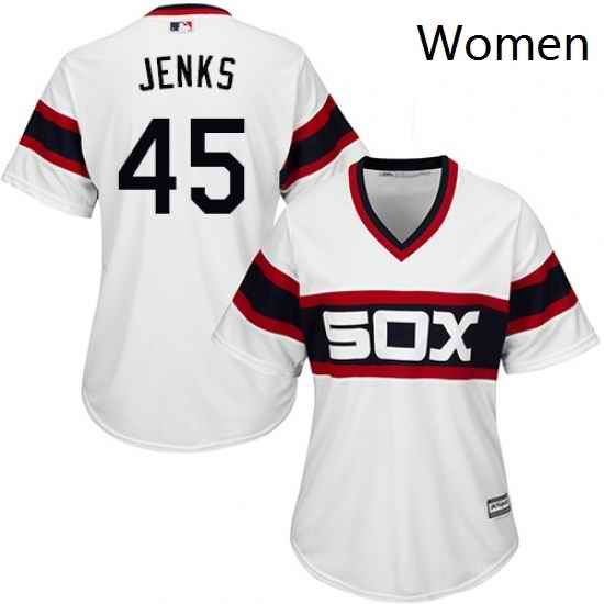 Womens Majestic Chicago White Sox 45 Bobby Jenks Authentic White 2013 Alternate Home Cool Base MLB Jersey